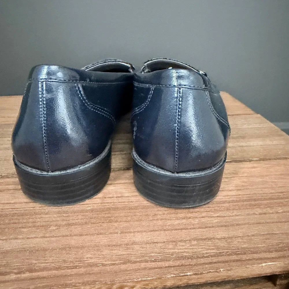 LifeStride Soft System Kelly Blue Loafers Snakeskin Buckle Low Heel Shoes Size 8